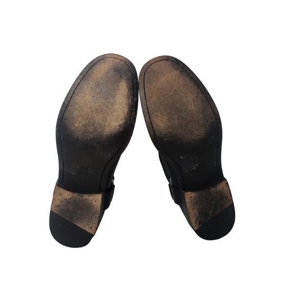 FRYE Phillip Harness Short Black Leather Ankle Boots Size 7 - Picture 5 of 9